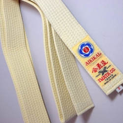 Mitsuboshi AIKIDO White Shiro Obi Belt from Japan Y020 with AIKIKAI Patch 